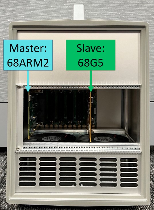 Front facing image of chassis with two boards